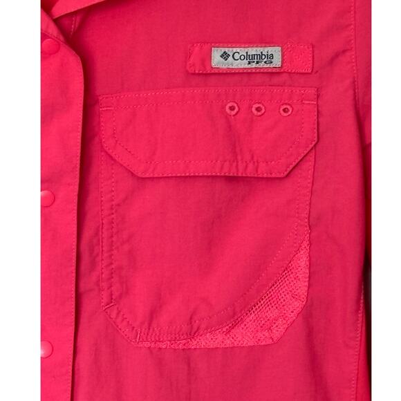 Columbia Wms Medium Omni Freeze PFG Pink Coral LS Outdoor Activity Shirt Hiking - Picture 5 of 11